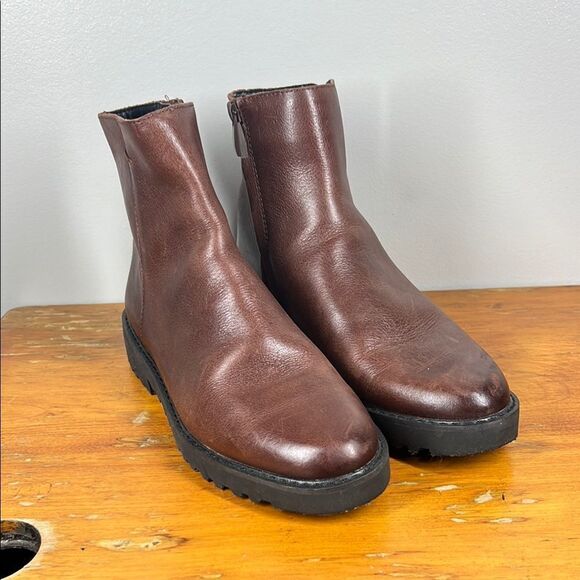 Franco Sarto Brown Leather Ankle Boots - Picture 1 of 8